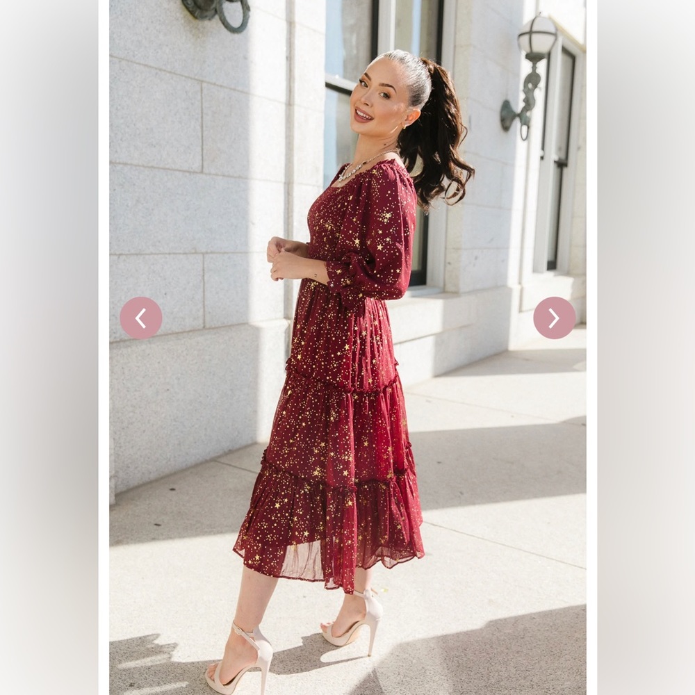 IVY CITY CO Starry Night Dress in Maroon